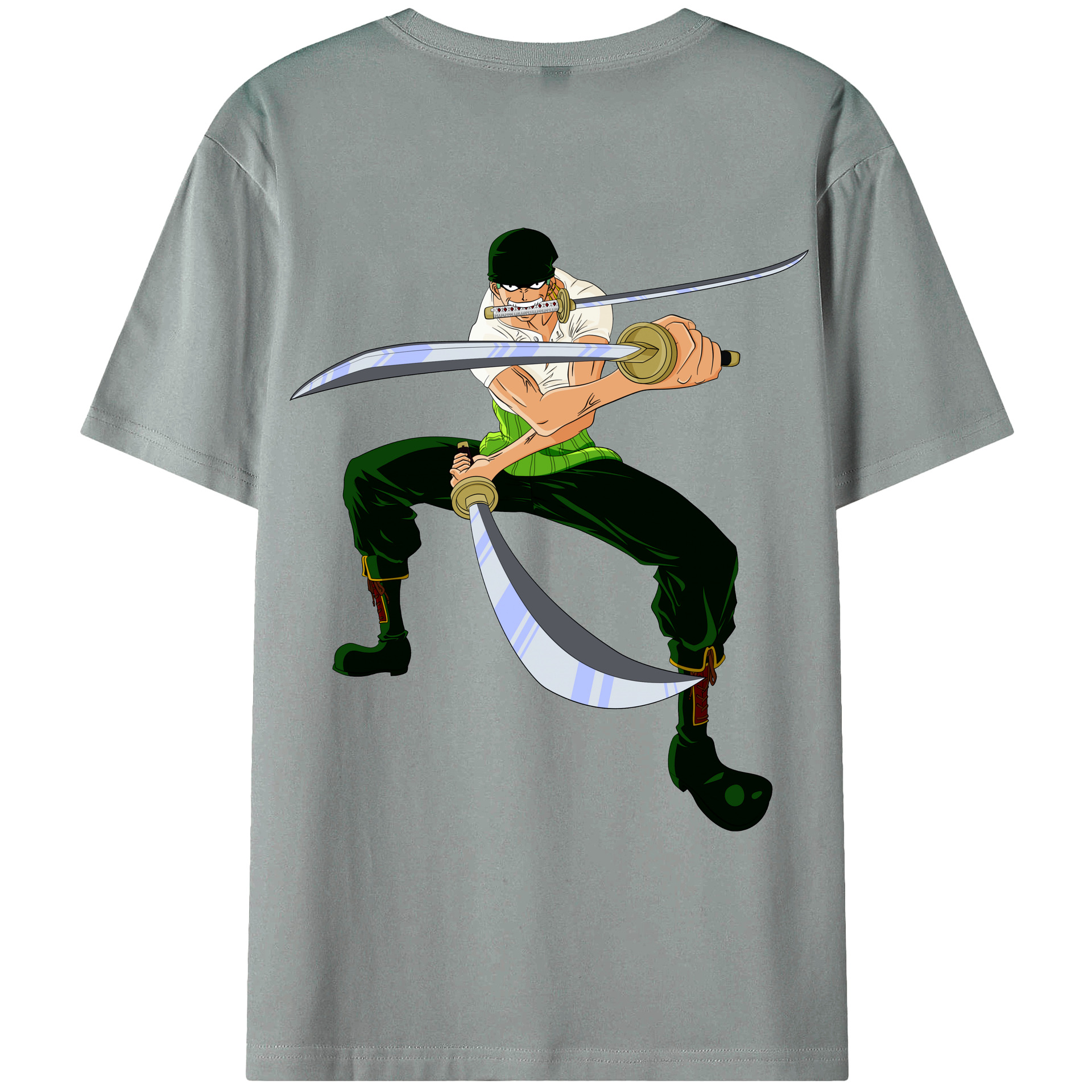 ワンピース ロロノア・ゾロ ONE PIECE Roronoa Zoro 綿100％ メンズ半袖Tシャツ（バックプリント） 通気性
